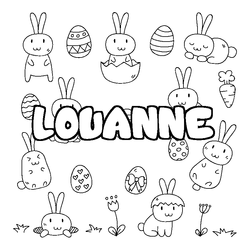 Coloraci&oacute;n del nombre LOUANNE - decorado Pascua