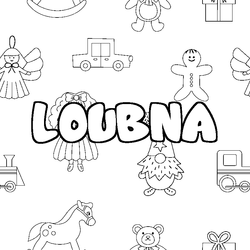 Coloraci&oacute;n del nombre LOUBNA - decorado juguetes