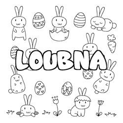 Coloraci&oacute;n del nombre LOUBNA - decorado Pascua