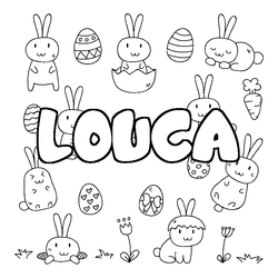 Coloraci&oacute;n del nombre LOUCA - decorado Pascua