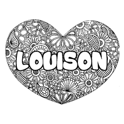 Coloraci&oacute;n del nombre LOUISON - decorado mandala de coraz&oacute;n