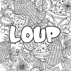 Coloraci&oacute;n del nombre LOUP - decorado mandala de frutas