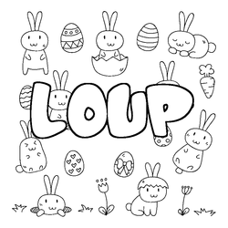 Coloraci&oacute;n del nombre LOUP - decorado Pascua