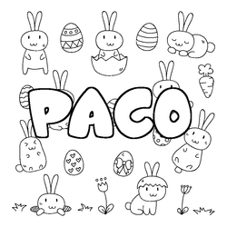 Coloraci&oacute;n del nombre PACO - decorado Pascua