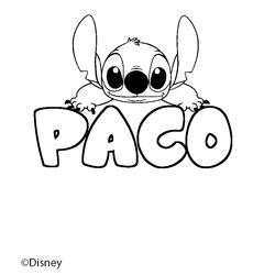 Coloraci&oacute;n del nombre PACO - decorado Stitch
