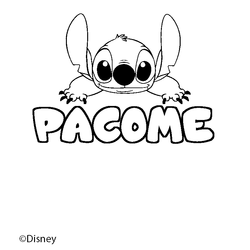 Coloraci&oacute;n del nombre PACOME - decorado Stitch
