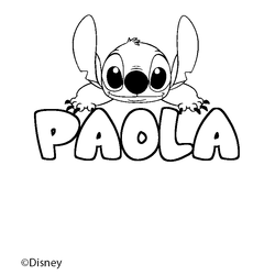 Coloraci&oacute;n del nombre PAOLA - decorado Stitch