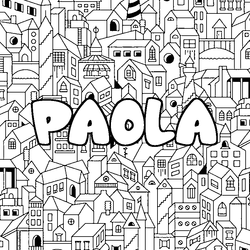 Coloraci&oacute;n del nombre PAOLA - decorado ciudad