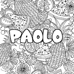 Coloraci&oacute;n del nombre PAOLO - decorado mandala de frutas