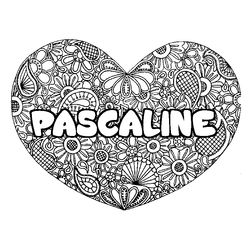 Coloraci&oacute;n del nombre PASCALINE - decorado mandala de coraz&oacute;n