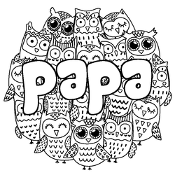Coloraci&oacute;n del nombre papa - decorado b&uacute;hos