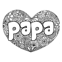 Coloraci&oacute;n del nombre papa - decorado mandala de coraz&oacute;n