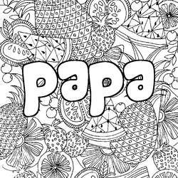 Coloraci&oacute;n del nombre papa - decorado mandala de frutas