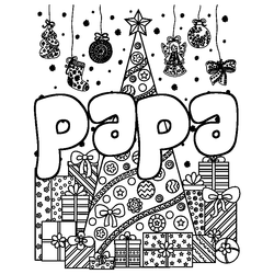 Coloraci&oacute;n del nombre papa - decorado &aacute;rbol de Navidad y regalos