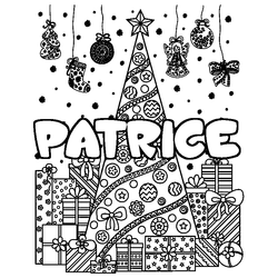 Coloraci&oacute;n del nombre PATRICE - decorado &aacute;rbol de Navidad y regalos