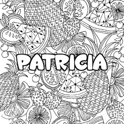 Coloraci&oacute;n del nombre PATRICIA - decorado mandala de frutas