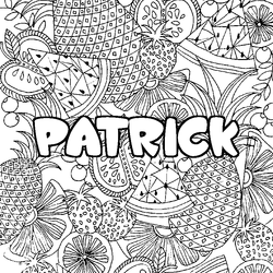 Coloraci&oacute;n del nombre PATRICK - decorado mandala de frutas