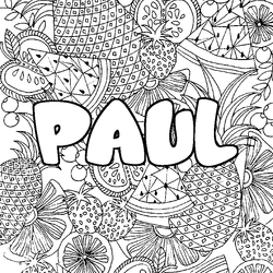 Coloraci&oacute;n del nombre PAUL - decorado mandala de frutas
