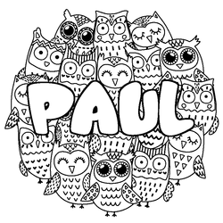 Coloraci&oacute;n del nombre PAUL - decorado b&uacute;hos