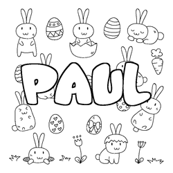 Coloraci&oacute;n del nombre PAUL - decorado Pascua