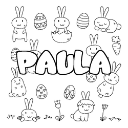 Coloraci&oacute;n del nombre PAULA - decorado Pascua