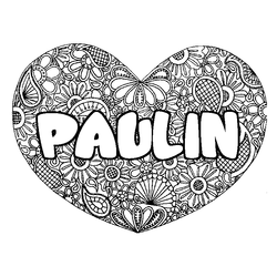 Coloraci&oacute;n del nombre PAULIN - decorado mandala de coraz&oacute;n