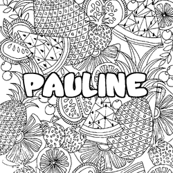 Coloraci&oacute;n del nombre PAULINE - decorado mandala de frutas