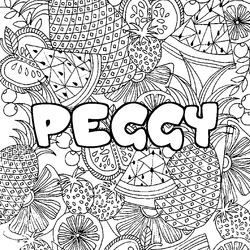 Coloraci&oacute;n del nombre PEGGY - decorado mandala de frutas