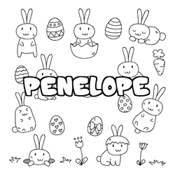 Coloraci&oacute;n del nombre PENELOPE - decorado Pascua
