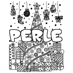 Coloraci&oacute;n del nombre PERLE - decorado &aacute;rbol de Navidad y regalos