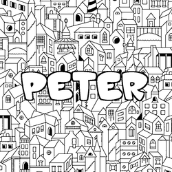 Coloraci&oacute;n del nombre PETER - decorado ciudad