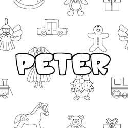 Coloraci&oacute;n del nombre PETER - decorado juguetes