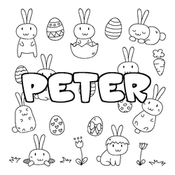 Coloraci&oacute;n del nombre PETER - decorado Pascua