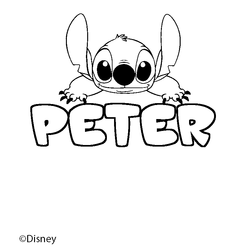 Coloraci&oacute;n del nombre PETER - decorado Stitch