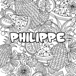 Coloraci&oacute;n del nombre PHILIPPE - decorado mandala de frutas