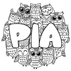 Coloraci&oacute;n del nombre PIA - decorado b&uacute;hos