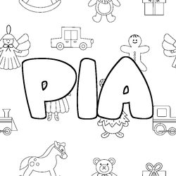 Coloraci&oacute;n del nombre PIA - decorado juguetes