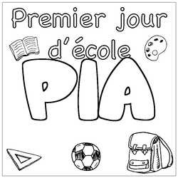 Coloraci&oacute;n del nombre PIA - decorado primer d&iacute;a de escuela