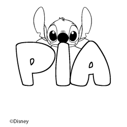 Coloraci&oacute;n del nombre PIA - decorado Stitch