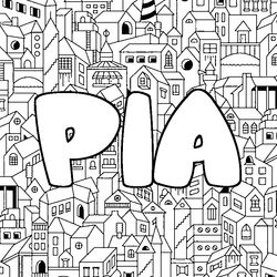 Coloraci&oacute;n del nombre PIA - decorado ciudad
