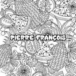 Coloraci&oacute;n del nombre PIERRE-FRAN&Ccedil;OIS - decorado mandala de frutas
