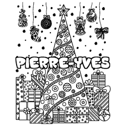 Coloraci&oacute;n del nombre PIERRE-YVES - decorado &aacute;rbol de Navidad y regalos