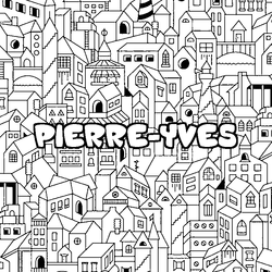Coloraci&oacute;n del nombre PIERRE-YVES - decorado ciudad