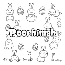 Coloraci&oacute;n del nombre Poornimah - decorado Pascua