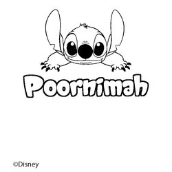 Coloraci&oacute;n del nombre Poornimah - decorado Stitch