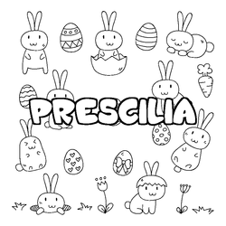 Coloraci&oacute;n del nombre PRESCILIA - decorado Pascua