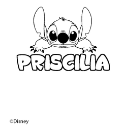 Coloraci&oacute;n del nombre PRISCILIA - decorado Stitch