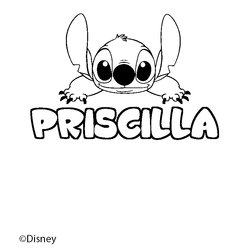 Coloraci&oacute;n del nombre PRISCILLA - decorado Stitch