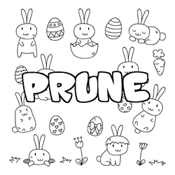 Coloraci&oacute;n del nombre PRUNE - decorado Pascua