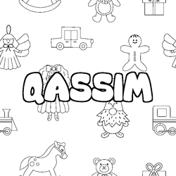 Coloraci&oacute;n del nombre QASSIM - decorado juguetes